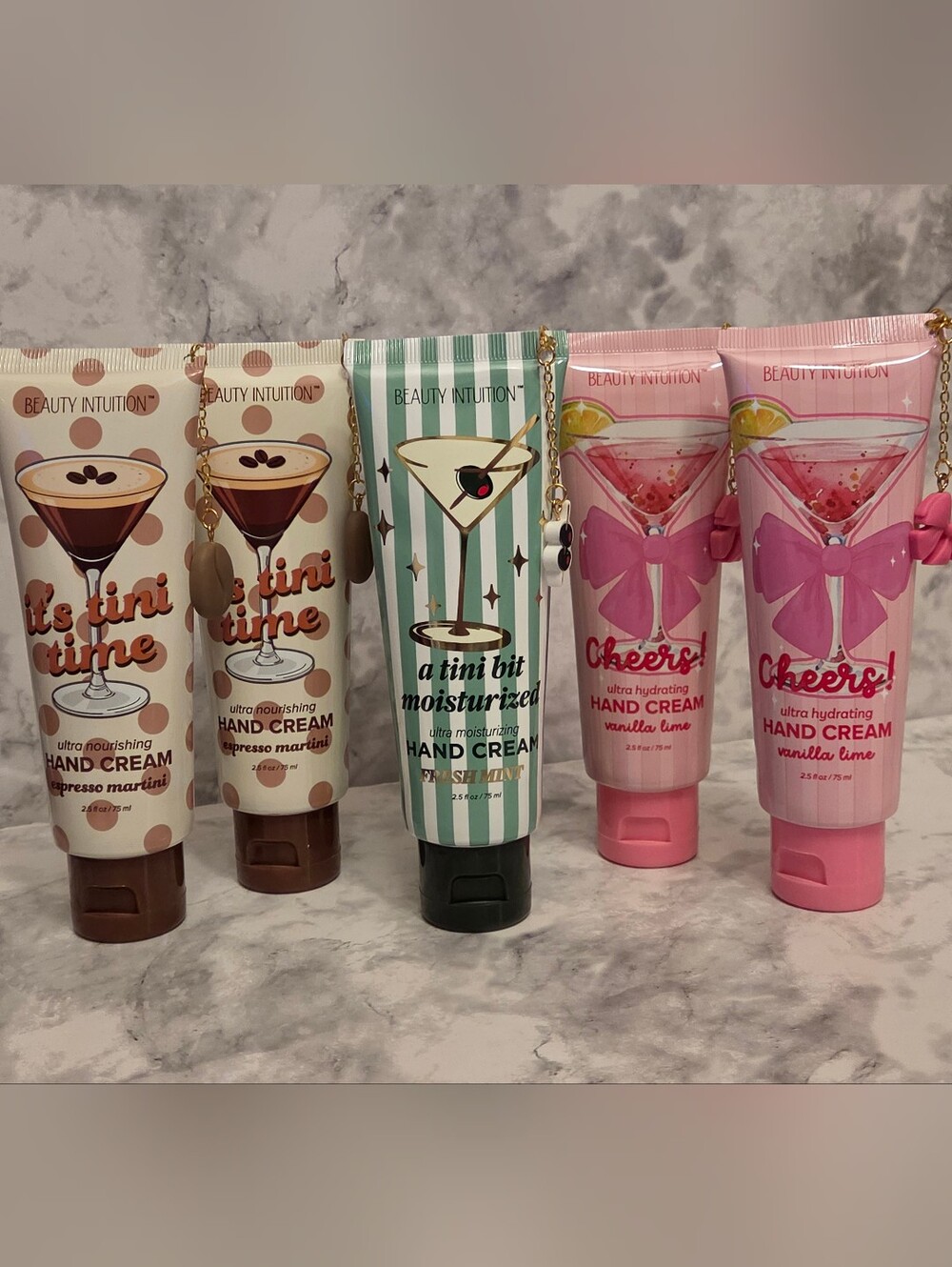 Martini Moisturizing Hand Cream Set of 3 - Brown, Green, Pink